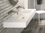 Plan vasque lavabo sur mesure : L 130 à 201 x P 40 à 51 cm, finition lisse mate, Solid-Surface, Anti bactérien, résine Akrytan® teinté dans la masse, Livraison Offerte.